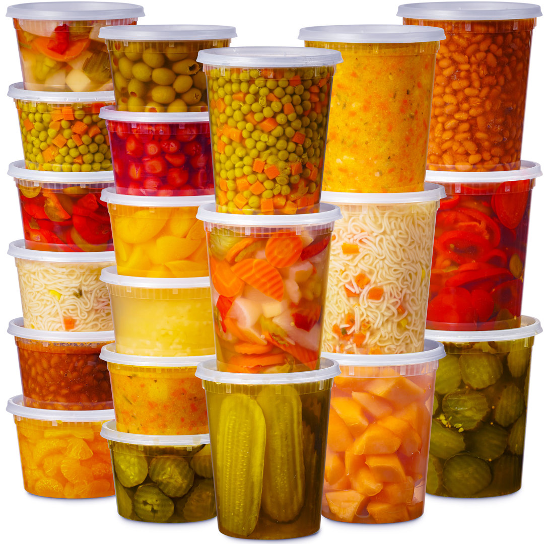 Djordi 48 Container Food Storage Set - Containers and 48 Lids 32-16 oz Prep & Savour