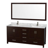 Sheffield 72" Freestanding Double Bathroom Vanity with Marble Top with 70" Mirror