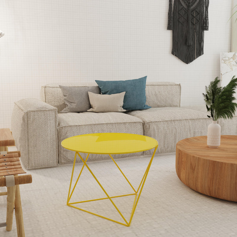 Design des pieds de table géométriques, table d'appoint moderne, table de bout pour le salon, chambre à coucher, Jaune