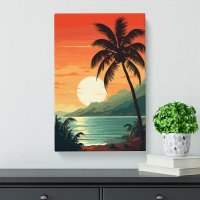 Palm Tree Deco - Wrapped Canvas