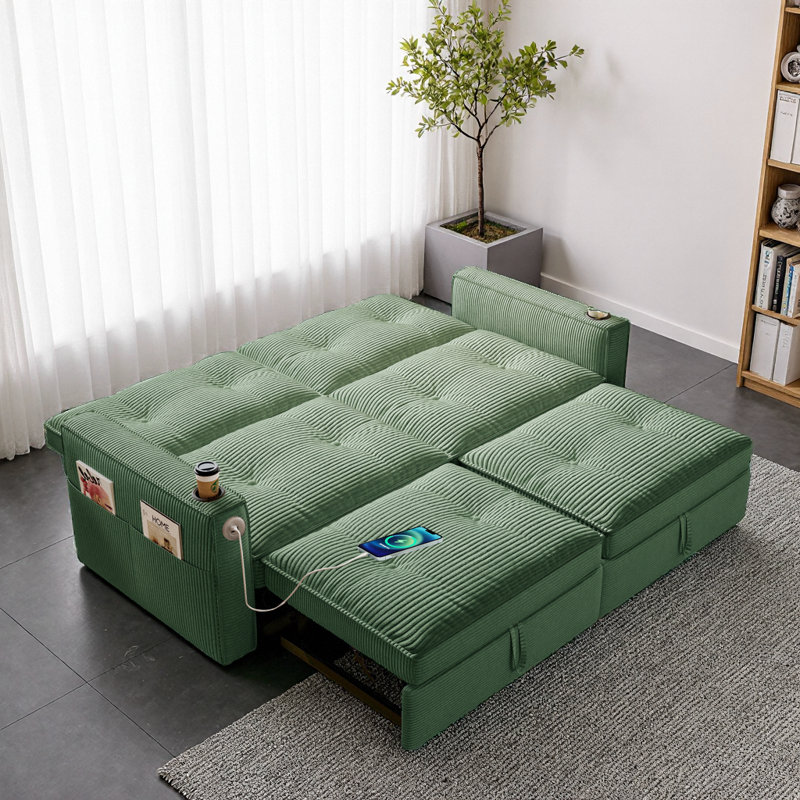 Matelas en mousse à mémoire de forme, structure en acier 600 lb, pliable sans outils, vert minimaliste, dortoir et appartement