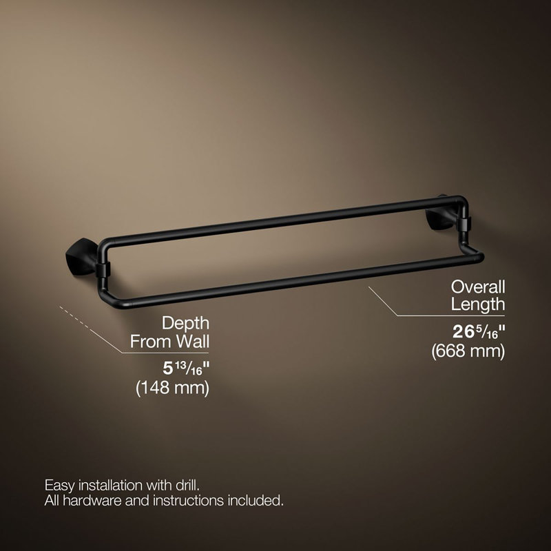 Occasion 24 In. Double Towel Bar, Matte Black