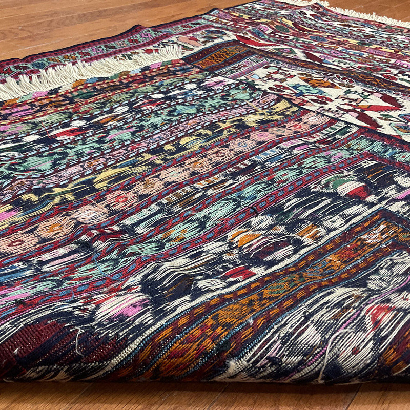 Tapis ivoire / brun / rose en laine 4 pi 2 po x 6 pi 6 po Southwestern