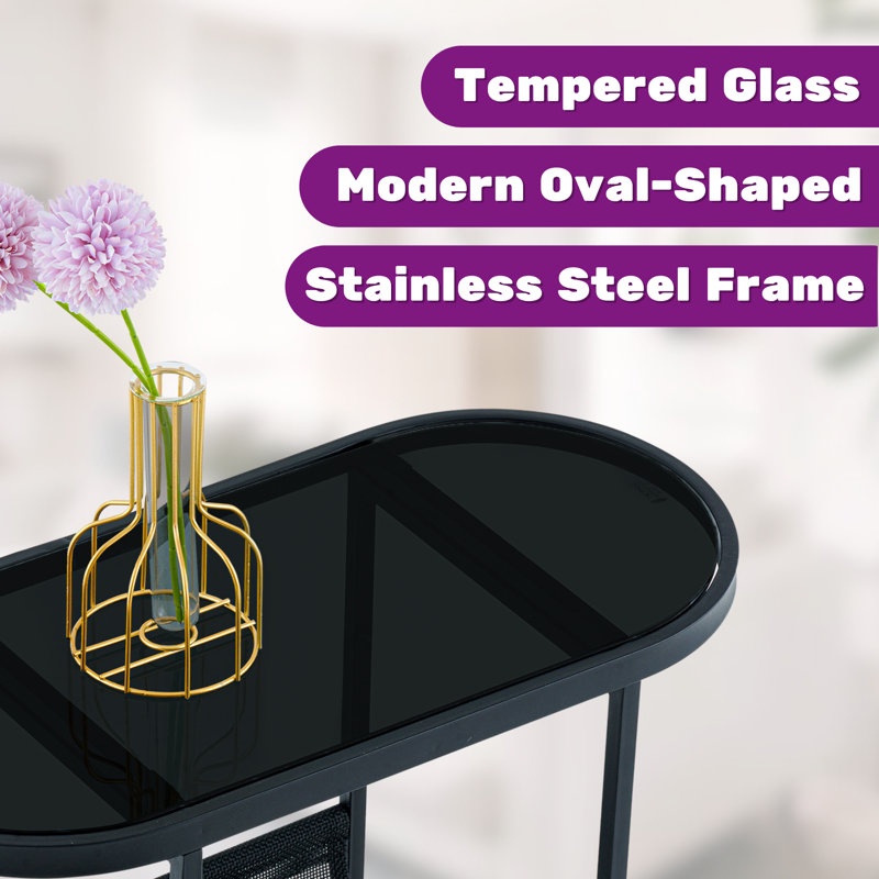 Tiyler Tray Top End Table, Transparent Black