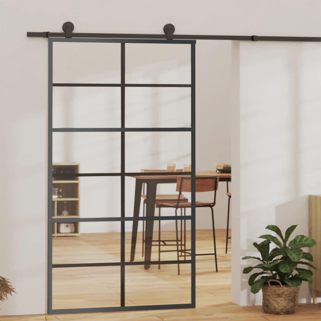 Vidaxl Sliding Door With Hardware Set ESG Glass&Aluminium 102X205 Cm