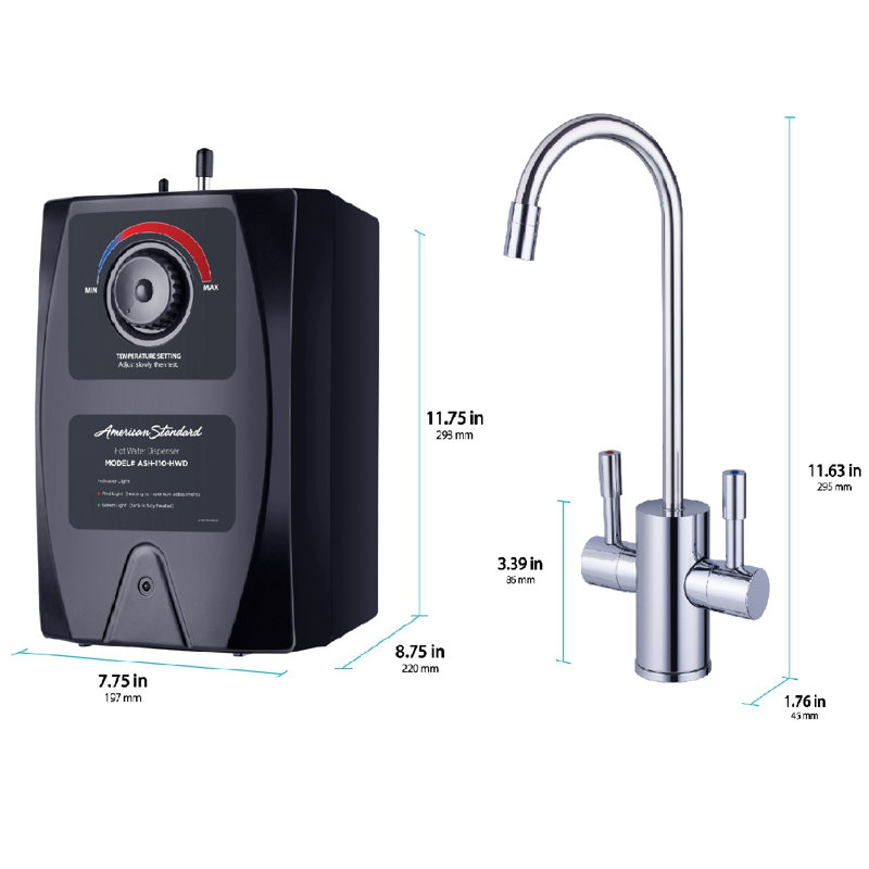 ASH110 Instant Hot Water Dispenser System, Dual-Handle Faucet with Under Sink Tank, Polished Chrome