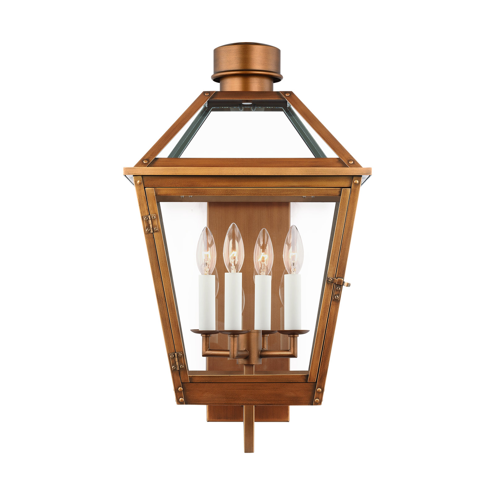 4 Light Empire Outdoor Composite Wall Light, Natural Copper, 24.5" H x 13.75" W x 14.5" D