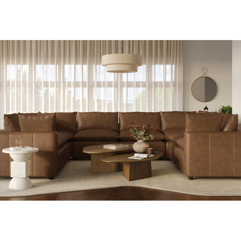 Hadleigh Brown Leather Modular U-sofa Sectional