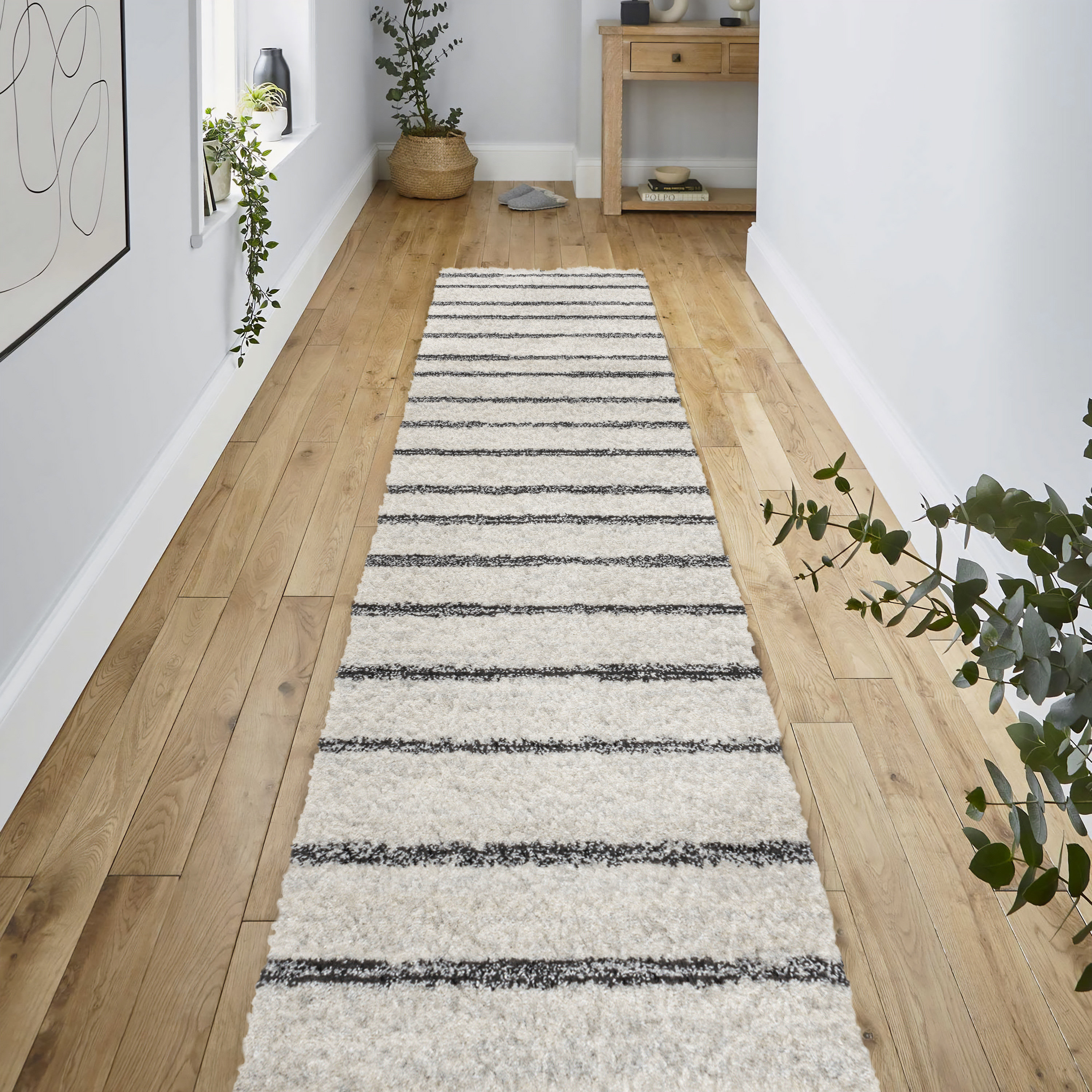 Rasist Rug Bungalow Rose Melvis Minimalist Stripe Cream/Black Rug & Reviews ...