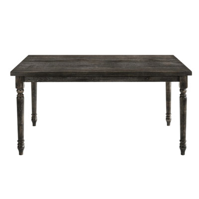 Table de salle à manger rectangulaire patinée avec plateau et support pour 6 personnes gris patiné