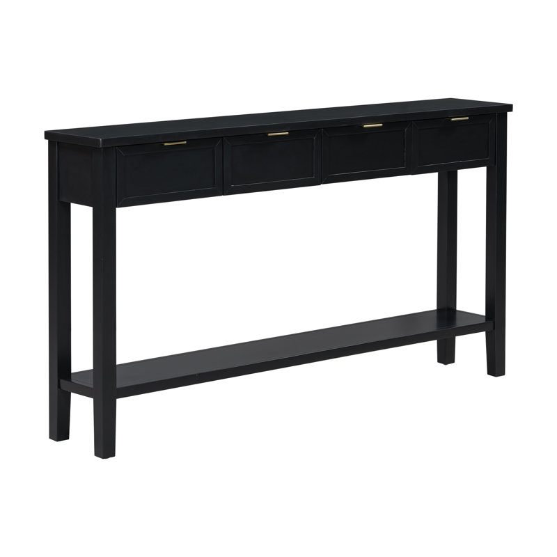 Console contemporaine de haute qualité avec 4 tiroirs spacieux et 1 tablette pratique pour les couloirs et le vestibule, Noir