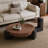 2 Piece Set of Modern Round Wood Coffee Table with Geometric Leg Design