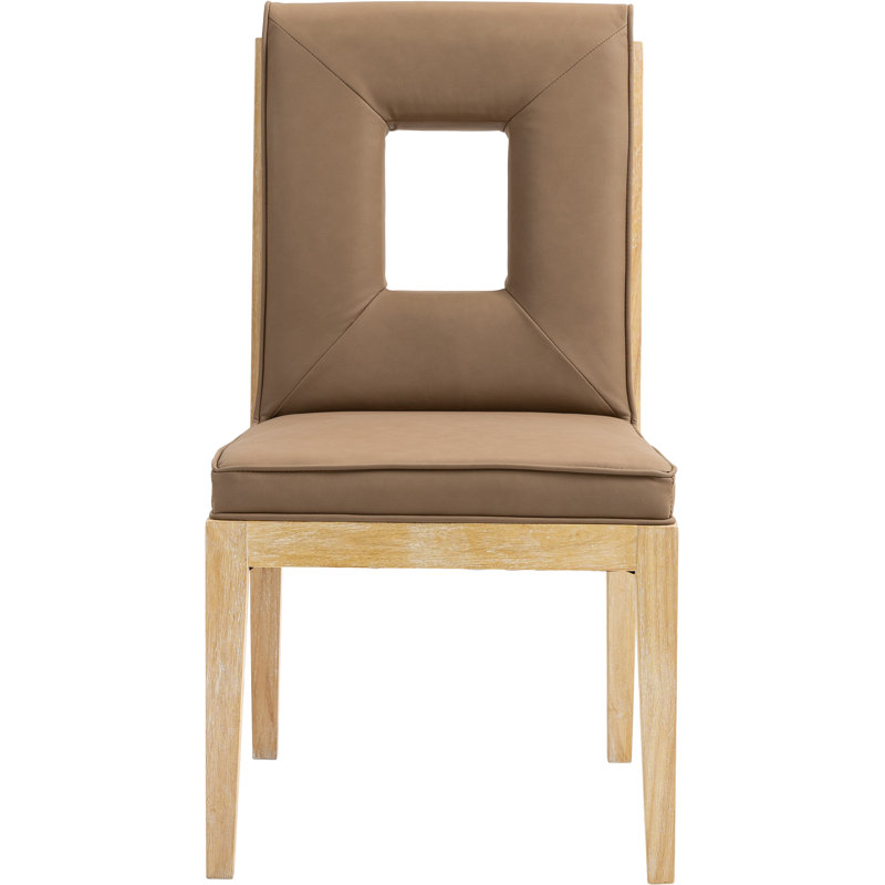 Chaise d'appoint Flore, Cuir brun végétalien, Naturel