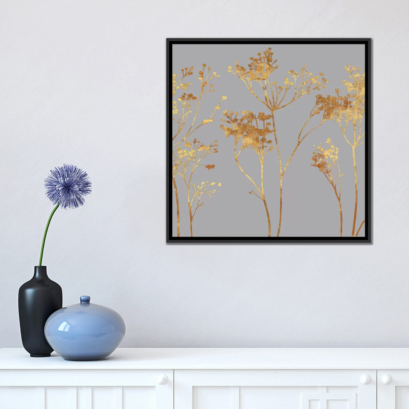 «Gold at Dusk I», impression sur toile, H 18 po x l 18 po x P 1,5 po, Toile avec cadre noir, Pas de tapis