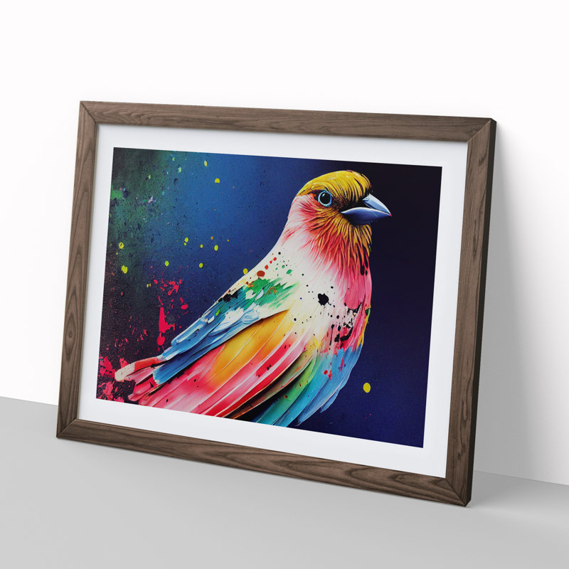 Bird Splash Vol.4 Abstract - Framed Print, 34cm H x 46cm W x 2cm D, Walnut