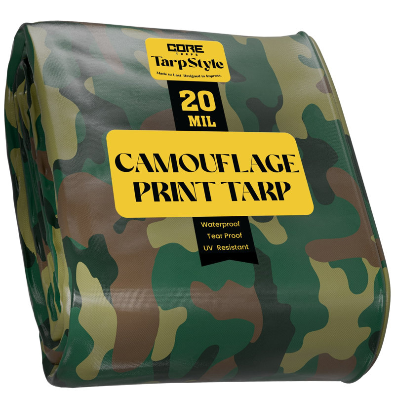 Camouflage/Green, Extreme Heavy Duty 20 Mil Tarp Cover, Waterproof, UV Resistant, 240" H x 420" W x 1" D