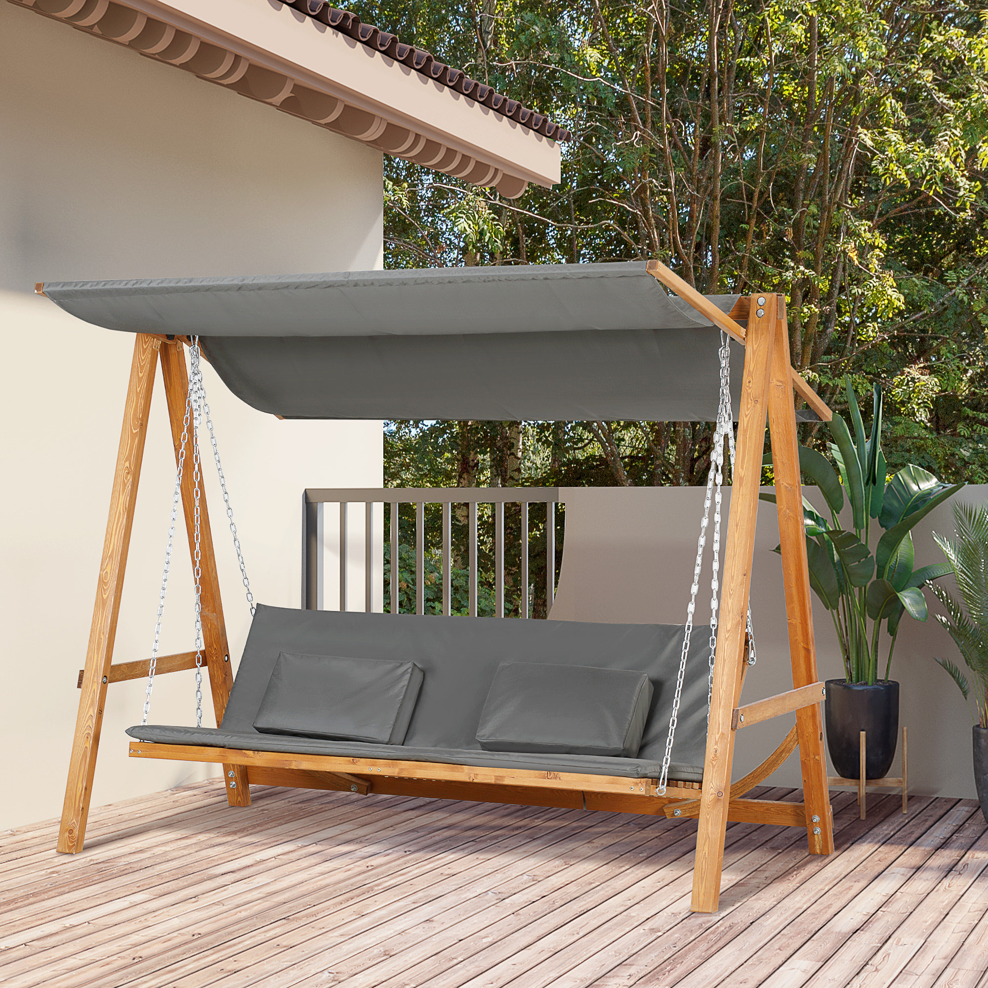 Arlmont Seater Patio Swing Chair with Canopy Convertible