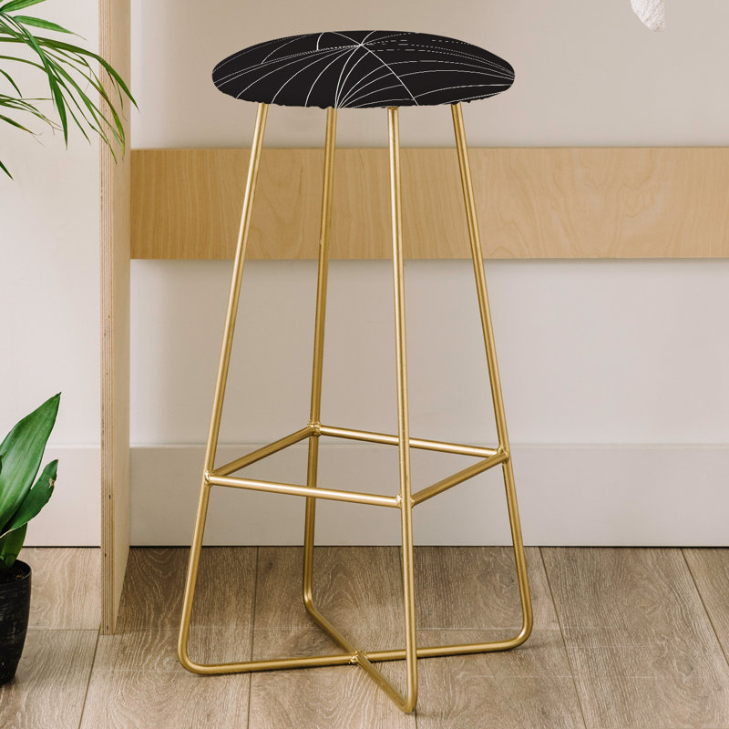 Brontie Upholstered Counter Stool with Metal Frame, Black Three of the Possessed Biscayne