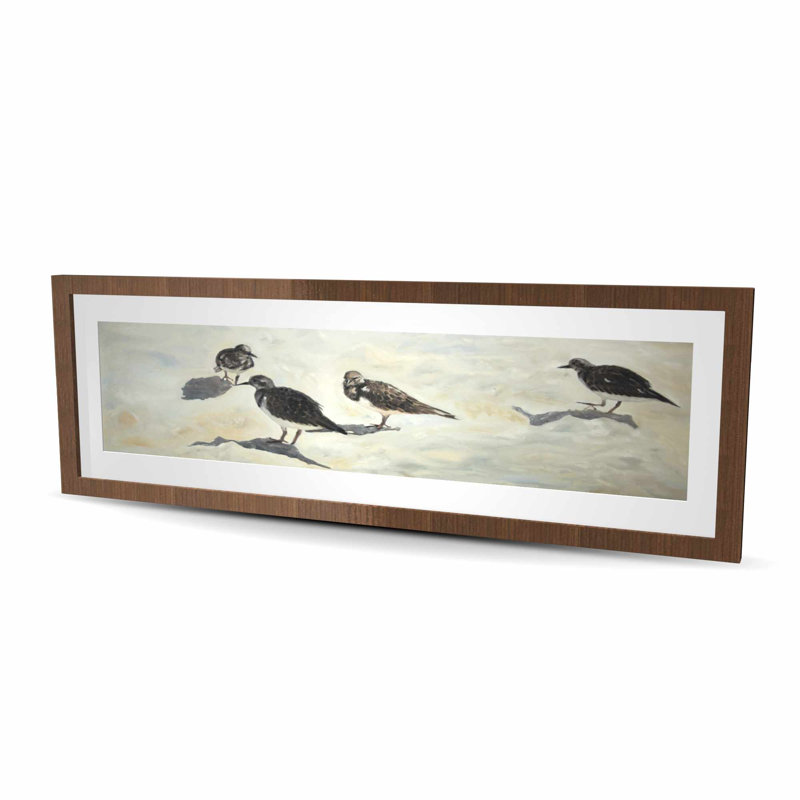 «Sandpiper Birds», reproduction encadrée matte - décor bord de mer, H 48 po x l 16 po, Brun