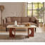Table basse 42 po Modern Travertine texturée - plateau rectangulaire en pierre Wabi-sabi et pieds en bois d'hévéa naturel, table basse minimaliste pour le salon
