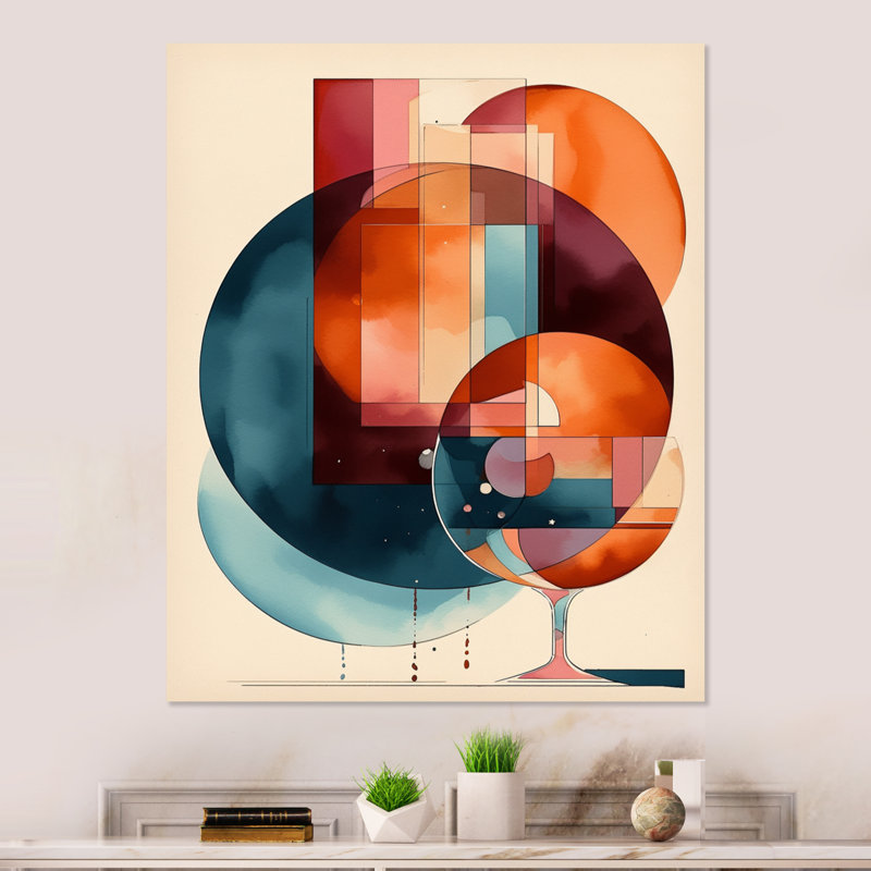 Orange Geometric Rhythms III - Modern Geometric Metal Wall Decor, 40" H x 30" W x 1" D