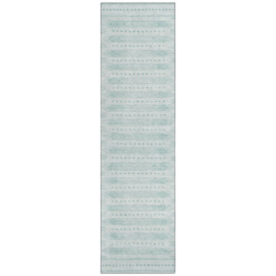 Machine Washable Indoor/Outdoor Xhevrie Turquoise Rug
