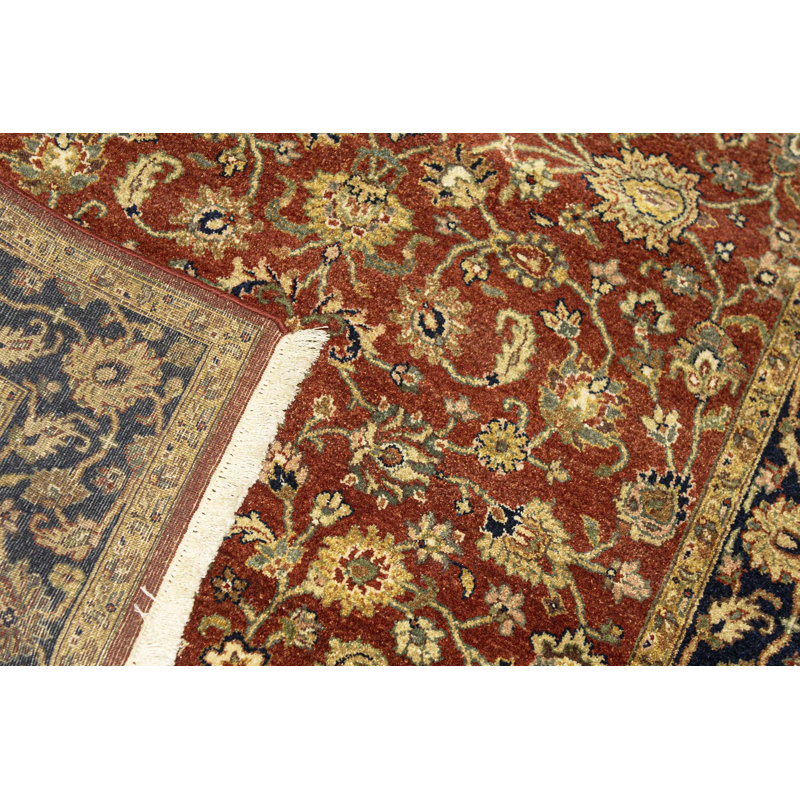Tapis rouge et noir noué à la main de haute qualité