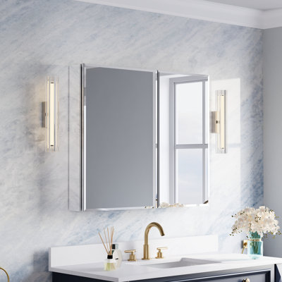 Armoire à pharmacie biseautée à miroir pour salle de bain avec tablettes réglables en verre l 36 po x H 30 po