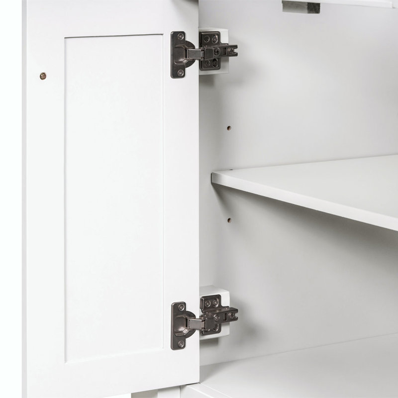 Meuble-lavabo de salle de bain avec lavabo, Blanc, Argent argent