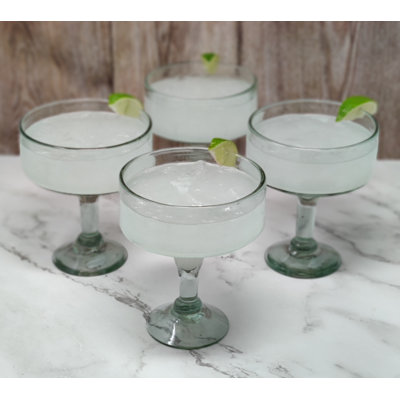 Latitude Run - Mexican Hand Blown Glassware - Natural/Clear Margarita Glasses (16 Oz)