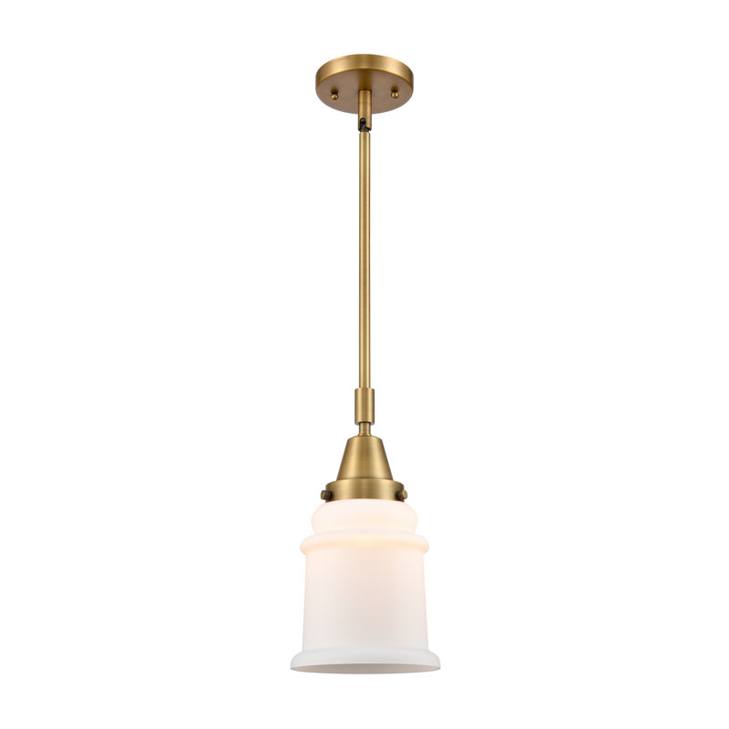 Luminaire suspendu en forme de cloche à 1 lumière Cailen, Blanc mat, Ampoule non incluse, Laiton brossé