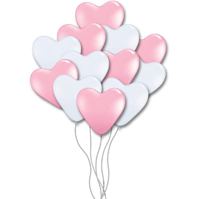 PMU Heart Shaped Balloons 15 Inch Party text Premium Latex