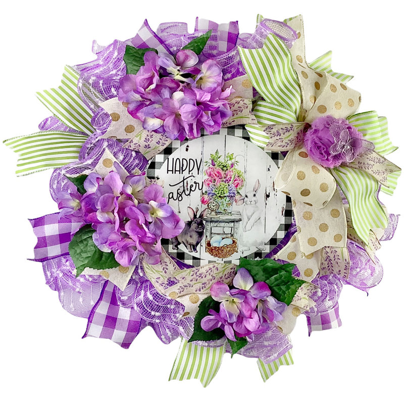 Handcrafted Faux Hydrangea 18'' Wreath