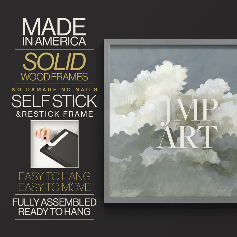 Big Clouds III -Framed Print - Restickable, Grey, 16" H x 20" W