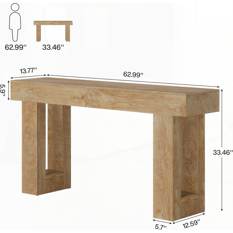 Console en bois, table d'appoint pour canapé, table de salon, Naturel