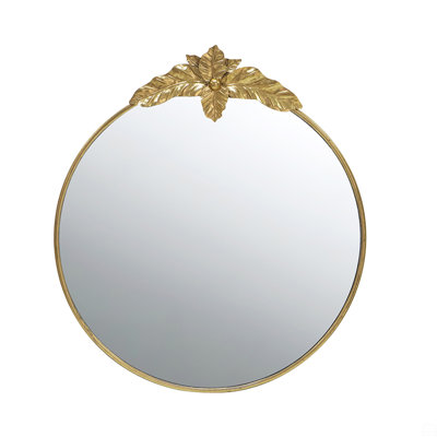 Large Round Wall Mirror With Gold Metal Frame, Circle Accent Mirror