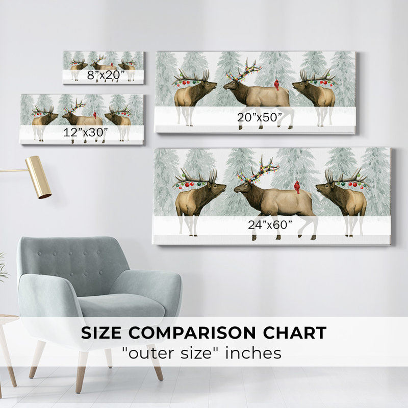 Toile tendue avec châssis de la collection Festive Forest Collection D - prête à être accrochée, H 20 po x l 50 po x P 1,5 po