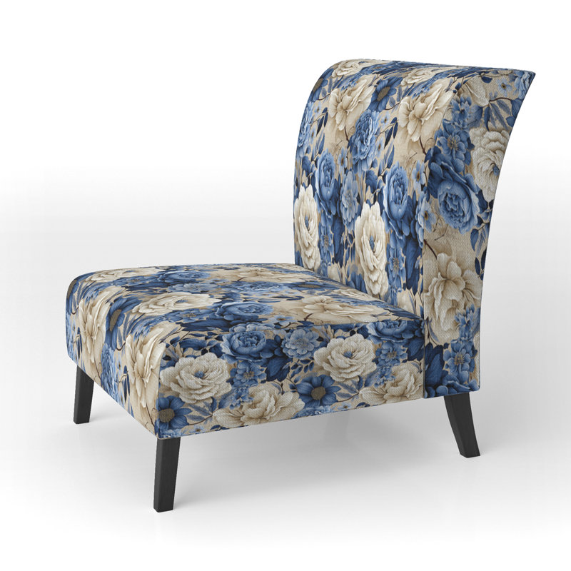 Rustic Victorian Brocade Victorian Pattern - Upholstered Floral Accent Chair Cottage Side Chair
