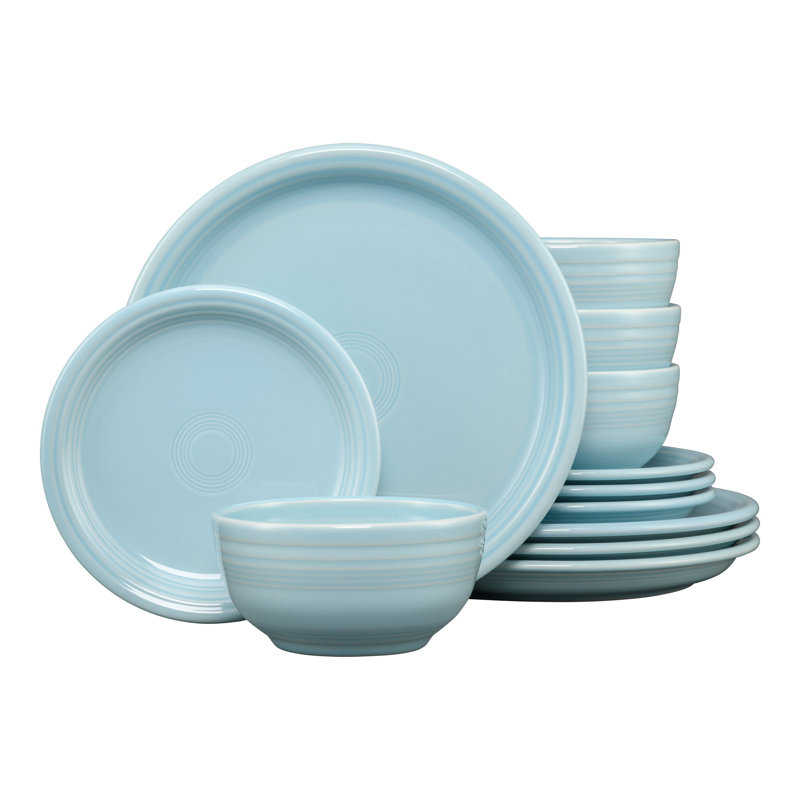 Sky White Ceramic Fluted 12-Piece Salad Plate Set