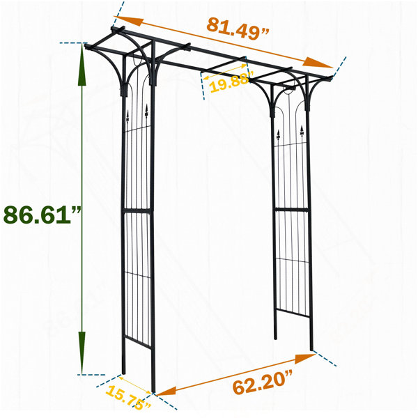 Wrought Studio Metal Garden Arch Garden Arbour Trellis Climbing Plants ...
