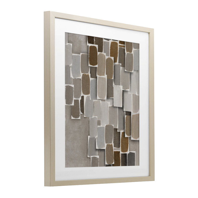 «Layered Neutral Blocked Shapes», reproduction encadrée sous verre, design par Emma Peal, H 21 po x l 17 po