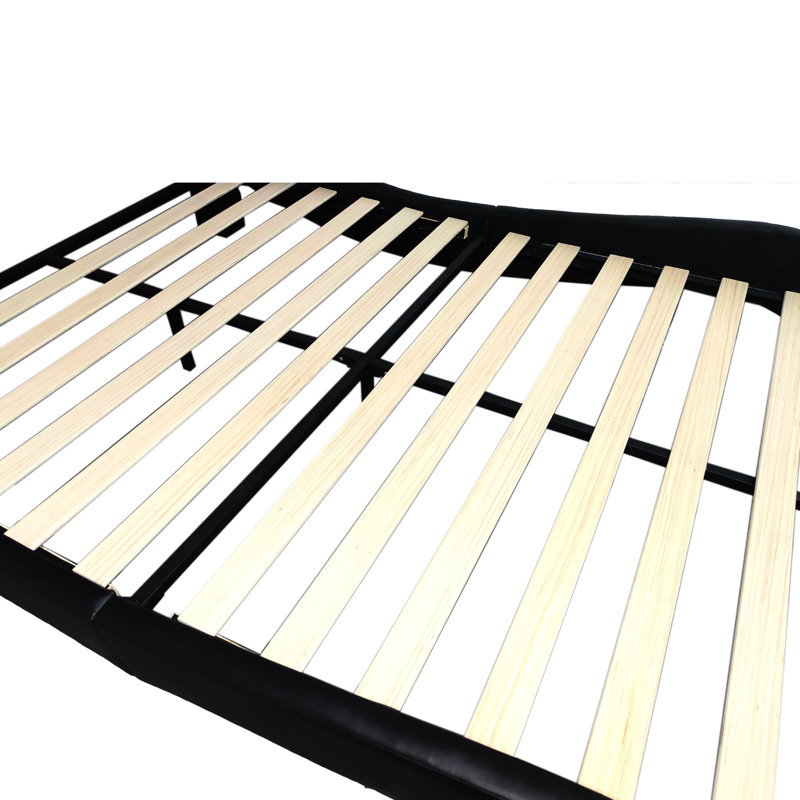 Structure de grand lit avec revêtement en similicuir, lumières DEL, connexion et massage par vibration, plateforme, musique, atmosphère