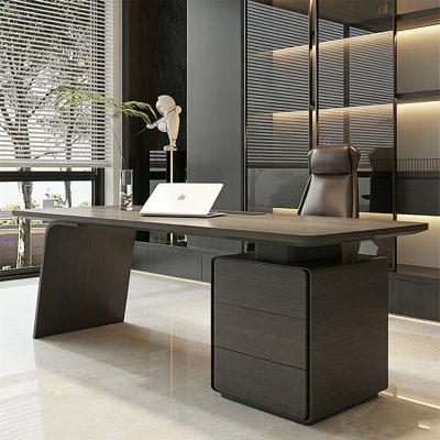 Bureau minimaliste italien 94,49 "avec pieds en arc, charge sans fil et prises de courant intégrées - bureau à domicile et espace de travail d'étude, 3 couleurs disponibles