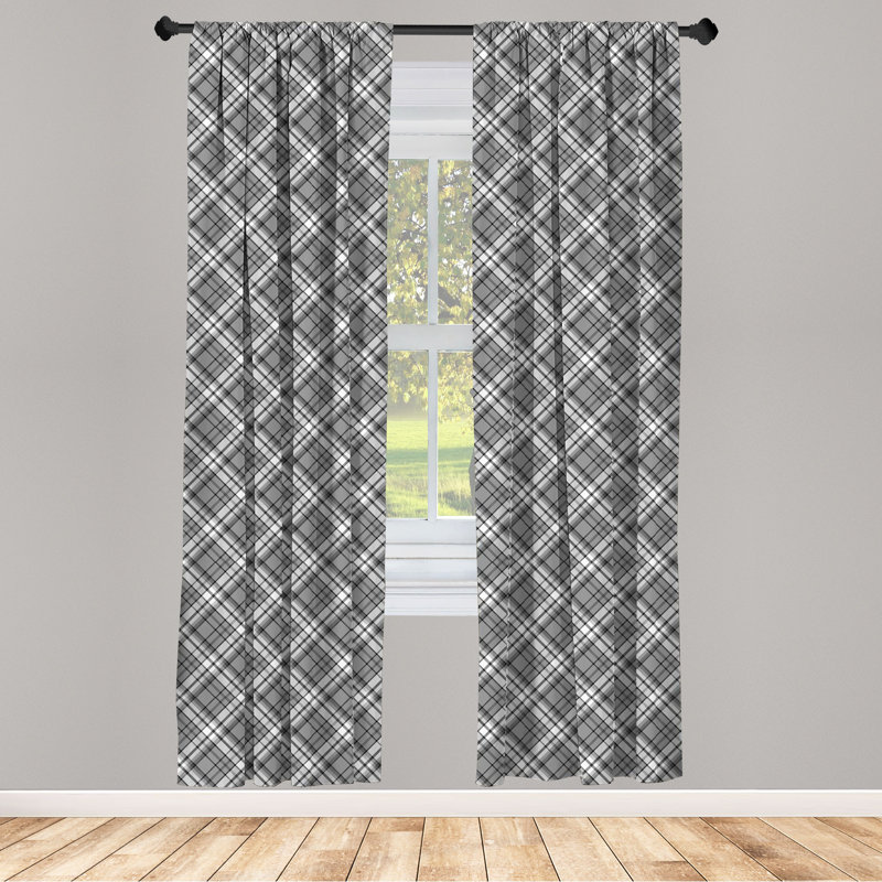 Plaid Semi-Sheer Rod Pocket Curtain Panels, 28" x 95"