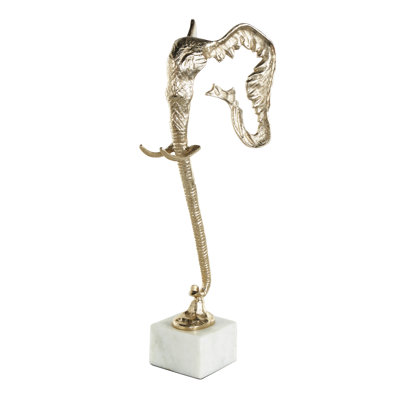 Johnathin Aluminum Metal Tall Cutout Silhouette Elephant Decorative Sculpture with Marble Base