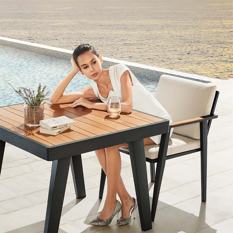 Emoti Aluminum Outdoor Stackable Dining Armchair with Cushion