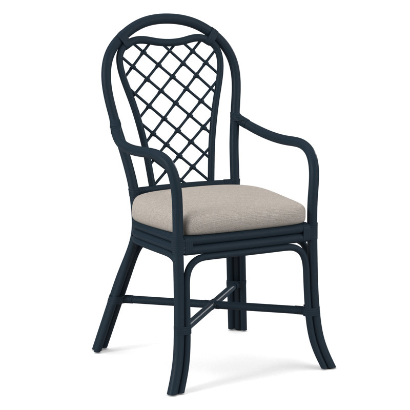 Trellis Dining Arm Chair, White Textured Performance; 0865-91, Nickel