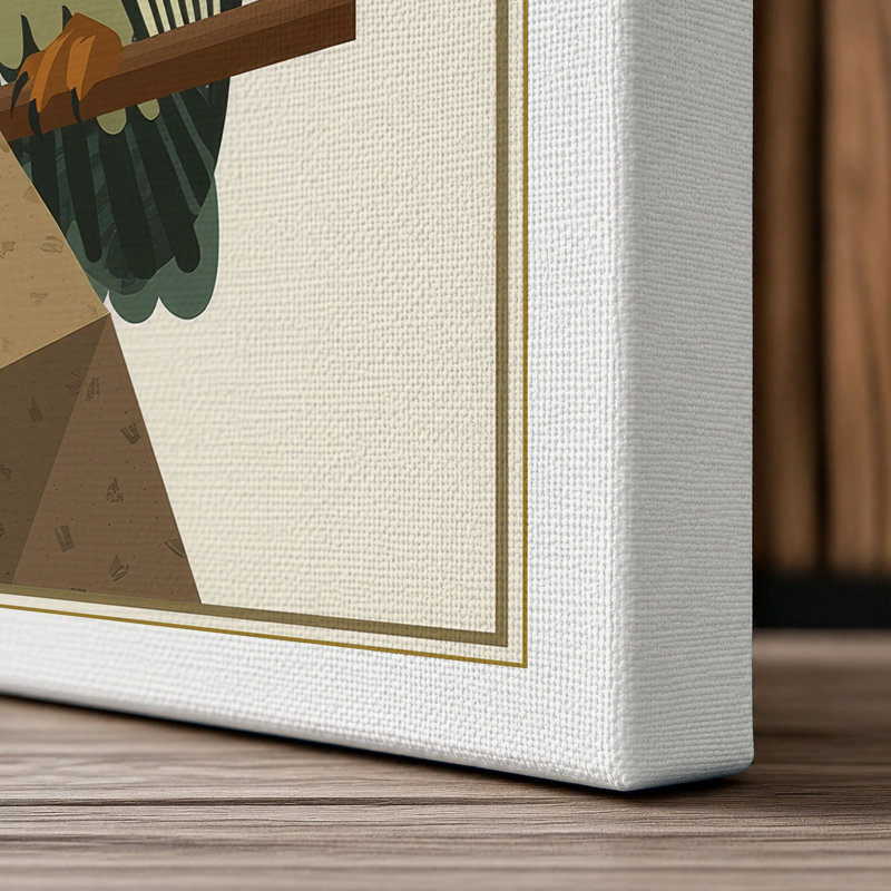 Geometric Owl Scandinavian - Wrapped Canvas, 18x12 - 45.7 x 30.5 cm, White Border