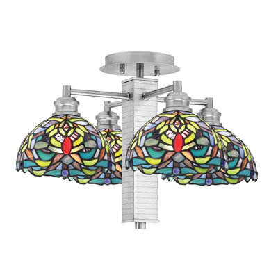 Bord semi-encastré 4 lumières avec verre d'art kaléidoscope 7 "Edge