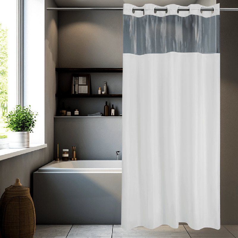 Rideau de douche simple sans crochet avec fenêtre en vinyle transparent Jepsen